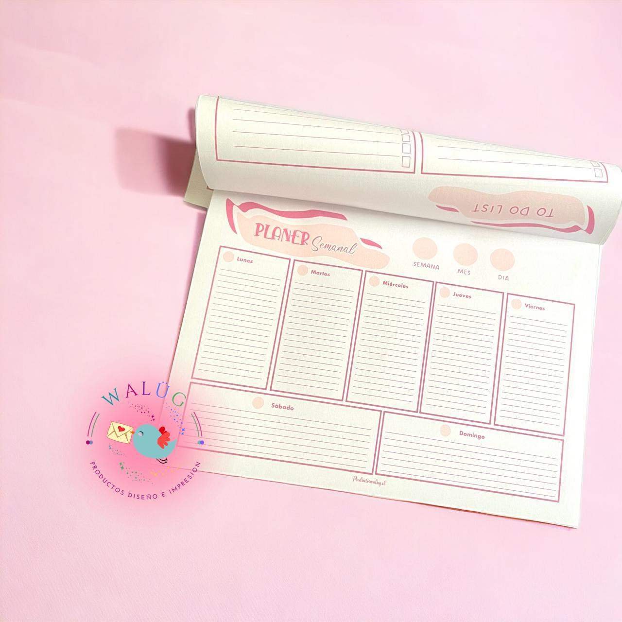 Planner Semanal Rosa Encolado